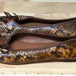 Tory Burch Ballets Flats Women's 9 M Brown Leather Snake Skin Slip-On Round Toe Photo 4