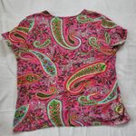 Ralph Lauren Lauren Women’s Paisley Beaded Top Hot Pink T-Shirt Bold Boho sz L Photo 4