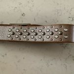 EXPRESS Y2K genuine leather belt brown and silver beaded with rhinestones Sz 8 Photo 5