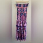 Abel the label  Floral Boho Smocked Tiered Ruffle Hem Maxi Dress Size Medium Photo 2