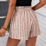 SheIn Pink and White Striped High Rise Shorts with Tie Photo 1
