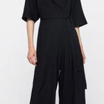 AllSaints‎ Laurel Jumpsuit Wrap Wide Leg Cropped Black Size XS Photo 0