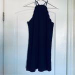 Lulus EUC High Neck Scallop Satin Mini Dress (Little Black Dress) | Size: XS Photo 5