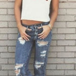 Brandy Melville Womens Melville Distressed Boyfriend Skinny Light Rinse Jeans - Sz 25 Photo 0