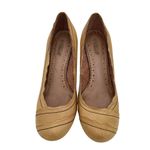 Seychelles  Yellow Leather Retro Round Toe Wedge Heels Size 7.5 Photo 2