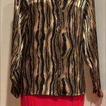 Ashley Stewart Satin Gold & Black Tiger Animal Print Button Down Blouse Sz 20. Photo 0