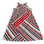 Jude Connally Stripe Sleeveless Dress Halter Stretch Loose Shift Fit Size Large Red Photo 5