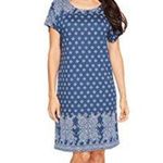 Lucky Brand shift dress womens M short sleeve blue rayon spring summer Photo 0