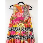 Free People  Womens Dress Pink Mini Patchwork Paisley Necklace A Line Boho Small Photo 7