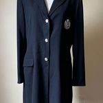 Ralph Lauren 90s Vintage Lauren‎  Black Wool Crest Blazer Button Down Women's 12 Photo 0