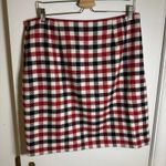Talbots Womens Skirt 12 Wool Blend Red Black White Plaid Lined Classic Career Photo 2