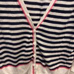 SO  Cardigan Sweater Juniors L Navy Striped Button Down Long Sleeve Pink Trim y2k Photo 1