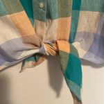 Madewell Short Sleeve Tie Front Oversized Gingham Plaid Shirt Photo 4