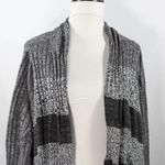 Style & Co Classic Streetwear Comfy Gray Hue Stripe Open Front Cardigan Photo 2