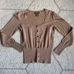 Banana Republic Silk Blend Cropped Cardigan Taupe Button Front Sweater XS Photo 0