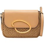 Oscar de la Renta NWT Oath Crochet Raffia Crossbody in Natural Photo 0