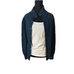 Old Navy  Women’s Fitted Blue Cardigan Sweater High Neck Snap Button Closure Sz S Photo 4