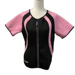 Junlan Women’s Black Pink Neoprene Sauna Gym Full Zip Top XL Photo 1