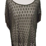 i Jeans by Buffalo Green Crochet Top with Fringe Size Medium Crochet Fringe Top Photo 0