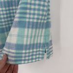 L.L. Bean Womens Popover Linen Blend Blue Madras Plaid Shirt medium Short Sleeve Photo 4