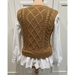 Anthropologie By Sweater Vest & Blouse Layered Top Preppy Honey White University Photo 4