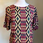 Passports of Pier 1 Imports Top S Short Sleeve Geometric brow Blouse vintage Red Photo 0