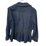 Joan Rivers size M dark wash rushed waist shoulders denim jacket. Photo 1