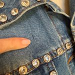 Veronica Beard  Cara Cropped Jean Denim Rhinestone Studded Jacket Photo 2