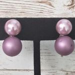 Vintage Screw Back Earrings Two Tone Purple Ball Duo Photo 0