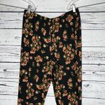 Slinky Brand  Size 1X Black & Pink Floral Print Straight Leg Pull On Pants Photo 1