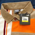 Puma  Orange Tan White Burgundy Striped Collegiate Logo Collared Shirt $95 NWT M Photo 10