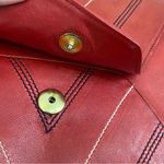 Vintage LANVIN Paris Red Leather Contrast Stitch Envelope Crossbody Bag Photo 14