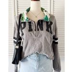 PINK - Victoria's Secret Victoria’s Secret PINK Grey Quarter Zip Tropical Themed Sweatshirt Photo 0