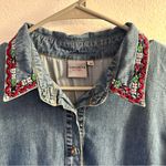 denim dress with floral‎ embroidery size. L Blue Size L Photo 1