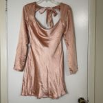 Selfie Leslie NEW!  Champs Elysees Long Sleeve Open Back Mini Dress Peach Small Photo 3