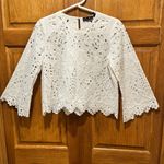 Theory Brizabela White Linen Cotton Blend Eyelet Blouse Top - Size Small Photo 1