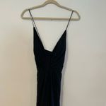 Aidan Mattox Metallic Drape Formal Maxi Dress Black Size 4 Plunge Neckline Event Photo 8