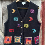 Vintage Northern Isles Aztec Artsy Vest Black Size XL Photo 0