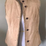 Eddie Bauer Tan SEATTLE SUEDE Faux Fur lined vest, Small, NWOT Photo 0
