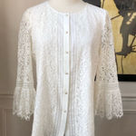 Karl Lagerfeld Ivory Lace Trumpet Sleeve Top S Photo 0