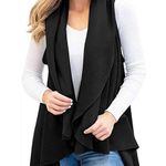 Boutique Open Front Dark Charcoal Gray Sleeveless Pullover Sweater Vest M Photo 0