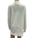 Drapers Studio Cream Acrylic Open Front Ruffle Cardigan Sweater Womens Large White Photo 6