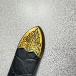 Streets Ahead Belt Womens Small Black Croc Embossed Leather Mixed Metal Buckle Photo 5