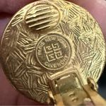 Givenchy Rare Vintage G Logo Gold-tone Faux Pearl Dome Button Clip On Earrings Photo 12