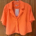 Good American Jacquard Button Down Boxy Crop Top in Orange Cream Size 5 (2XL) Photo 0