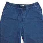 LOFT Wide Leg Draw Cord Waist Pinstripe Jeans, Size XL Relaxed Fit Blue Photo 1