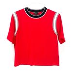 Rag and Bone Red & White Cropped Mica Retro Short Sleeve Shirt Top Photo 2