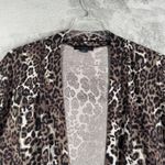 Sanctuary  Sweater Women Leopard Print Cardigan Open Front Pockets Brown Medium‎ Photo 3