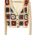 Debut  Crochet Cream Granny Square Cardigan Sweater size large Photo 0