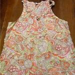 Old Navy Women Sleeveless Ruffle Neck Floral Tank Top Sz M Linen/Cotton Boho Photo 0